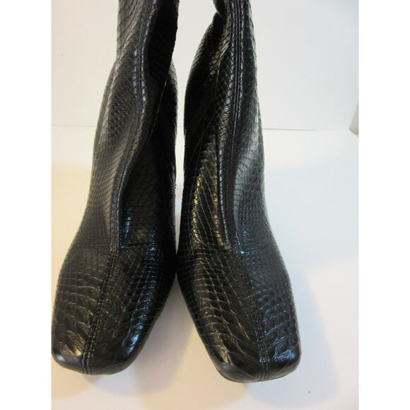 AZALEA WANG Black Snake Pattern Soft Size 10 Zip Up Square Toe Ankle Booties - Picture 4 of 6